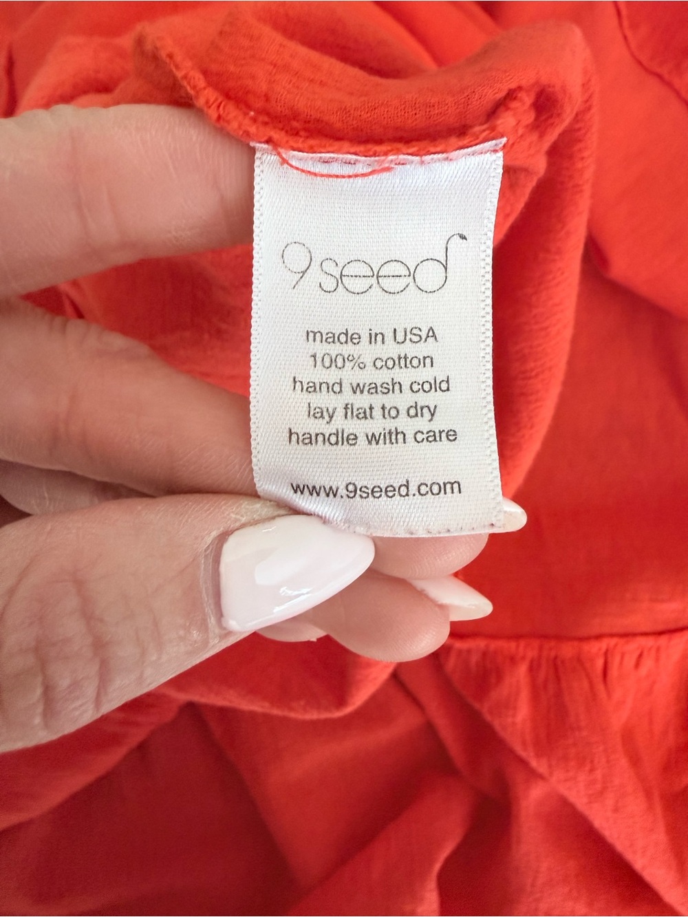9seed Coral Red Cotton Ruffle Dress Size S Boho Swing Style Swim Cover Up Summer - Picture 6 of 6